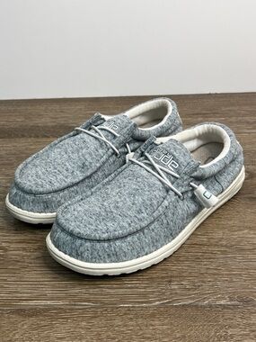 Hey Dude Wally Women Blue Grey Shoes | Lightweight Comfort Slip-On Size 8